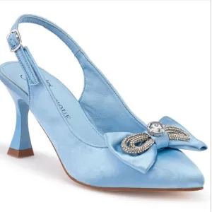 EY especially yours Blue Boutique Jeweled Bow Slingback SZ9