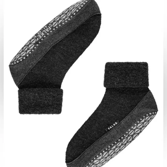 FALKE MENS COSYSHOE WOOL LOUNGE SOCKS SLIPPERS ANTHRACITE 43-44 9.5-10.5 NWOT