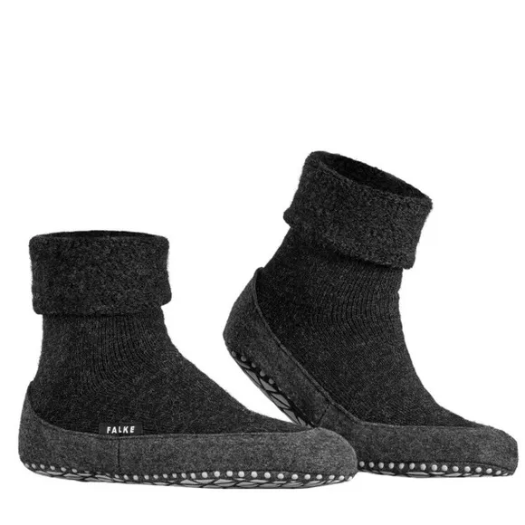 FALKE MENS COSYSHOE WOOL LOUNGE SOCKS SLIPPERS ANTHRACITE 43-44 9.5-10.5 NWOT