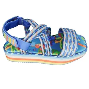 Farm Rio Blue macaw platform sandals 8 NWT