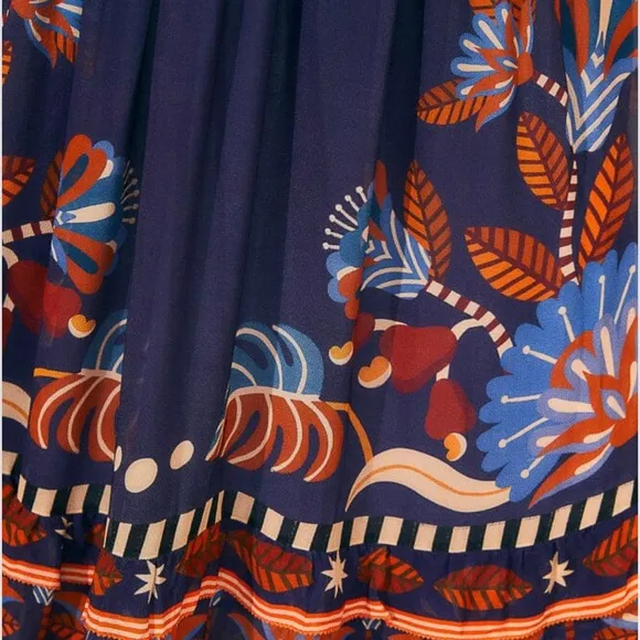 Farm Rio Blue Nature Beauty Short Sleeve Maxi Dress