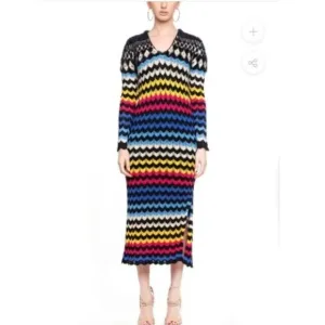 Farm Rio Chevron Sweater Dress Anthropologie NWT Size Small