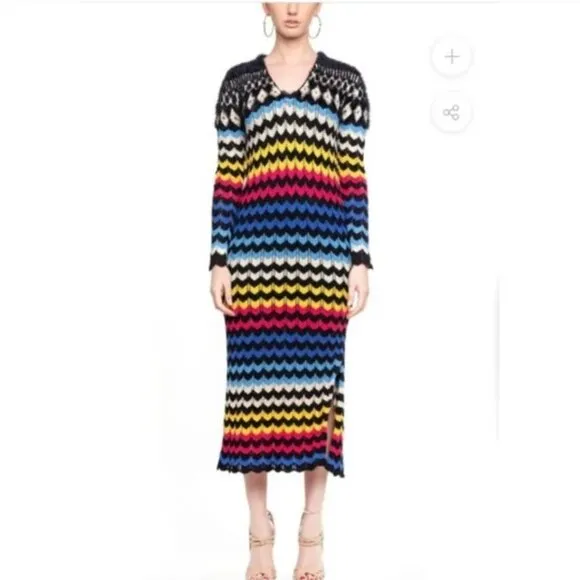 Farm Rio Chevron Sweater Dress Anthropologie NWT Size Small