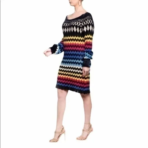 Farm Rio Modern Chevron Knit Sweater Dress Size Medium NWT