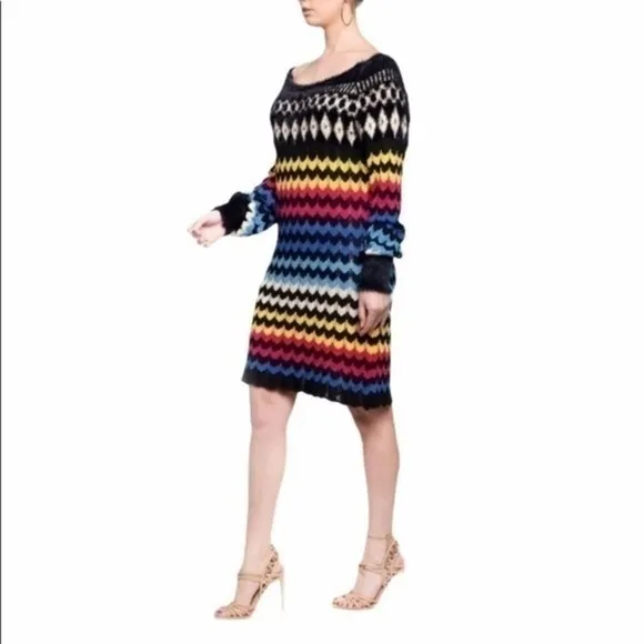 Farm Rio Modern Chevron Knit Sweater Dress Size Medium NWT