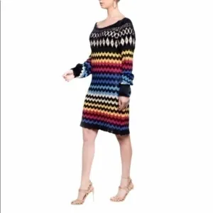 Farm Rio Modern Chevron Knit Sweater Dress Size Medium NWT