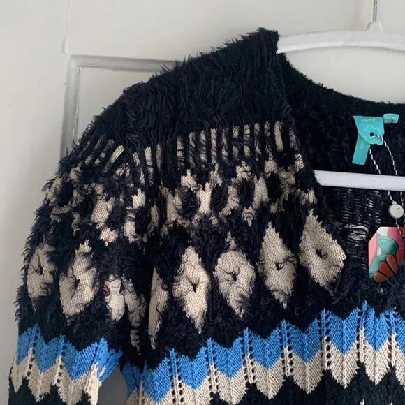 FARM RIO Modern Crochet Chevron Maxi Sweater Dress NWT
