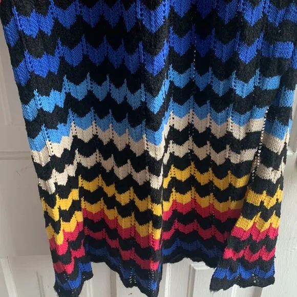 FARM RIO Modern Crochet Chevron Maxi Sweater Dress NWT