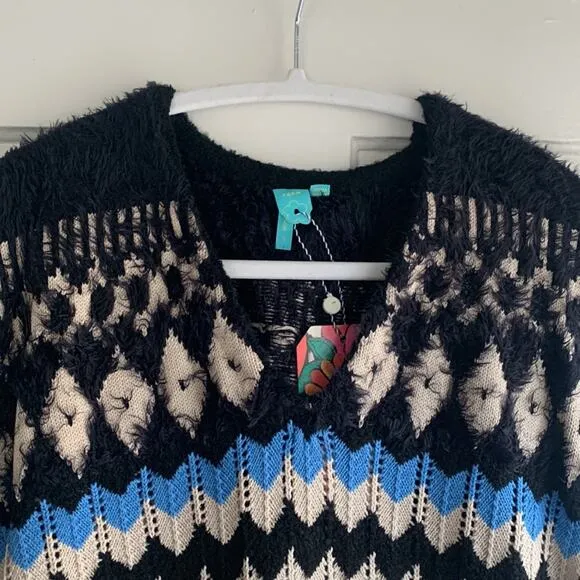 FARM RIO Modern Crochet Chevron Maxi Sweater Dress NWT