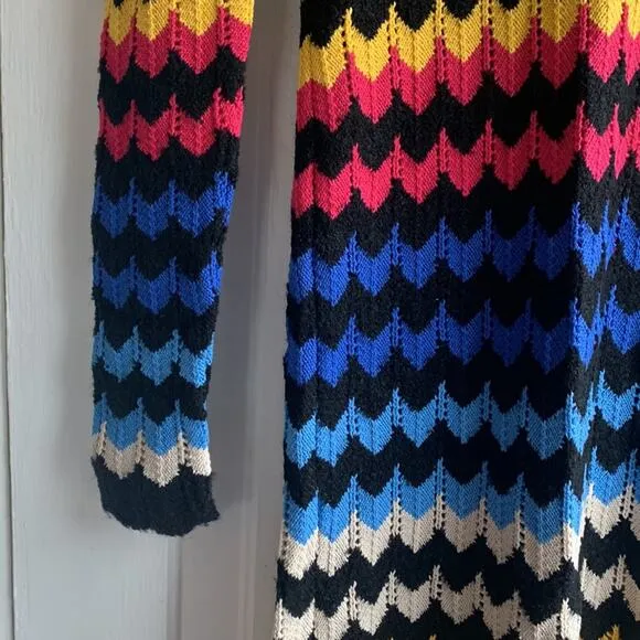 FARM RIO Modern Crochet Chevron Maxi Sweater Dress NWT