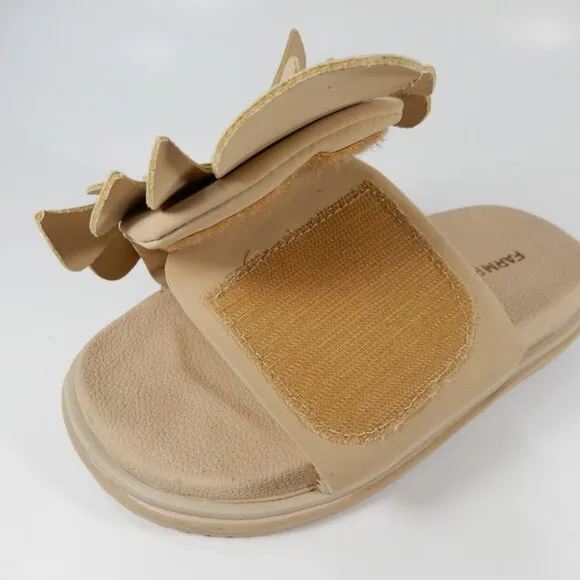 FARM RIO Monstera Platform Slide Anatomic Sandals Size 5 Almond Beige NEW