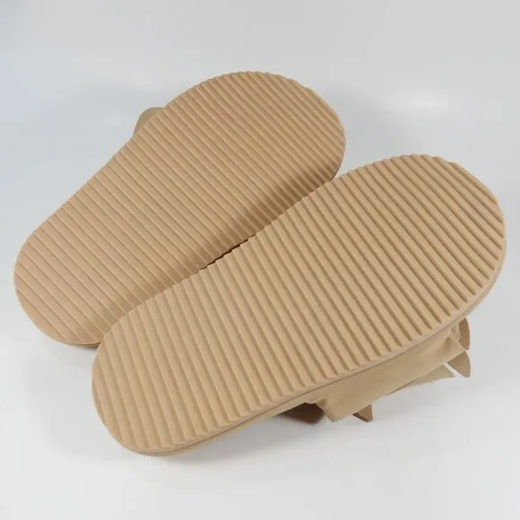 FARM RIO Monstera Platform Slide Anatomic Sandals Size 5 Almond Beige NEW