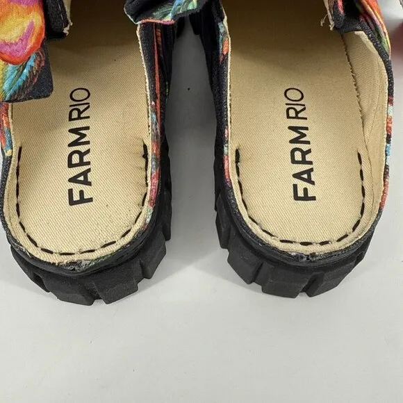 FARM RIO Womens Size 9.5 Platform Mule Sneaker With Bow In Cashew Black 41 NWOB