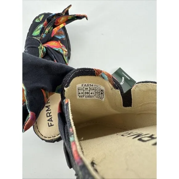 FARM RIO Womens Size 9.5 Platform Mule Sneaker With Bow In Cashew Black 41 NWOB