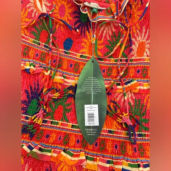 Farm Rio x Anthropologie Coral Summer Sun MiniDress Size XL NWT