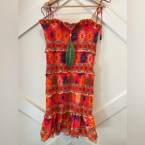 Farm Rio x Anthropologie Coral Summer Sun MiniDress Size XL NWT