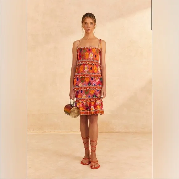 Farm Rio x Anthropologie Coral Summer Sun MiniDress Size XL NWT