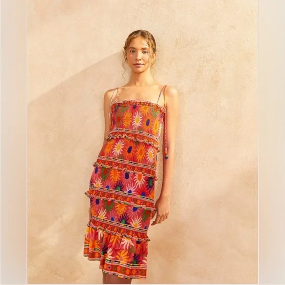 Farm Rio x Anthropologie Coral Summer Sun MiniDress Size XL NWT