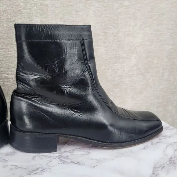F.D. Leather Equestrian Boots Black Vintage Men's Sz 8.5 English Paddock Riding