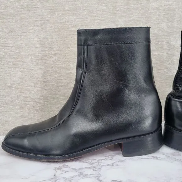 F.D. Leather Equestrian Boots Black Vintage Men's Sz 8.5 English Paddock Riding