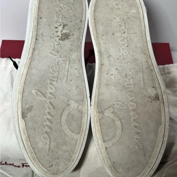 Ferragamo, Men's Navy and White Sneakers