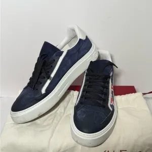 Ferragamo, Men's Navy and White Sneakers