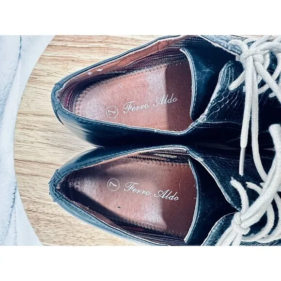 Ferro Aldo Mens Lace Up‎ Wing Tip Dress Classic Shoes Leather lining Size 7