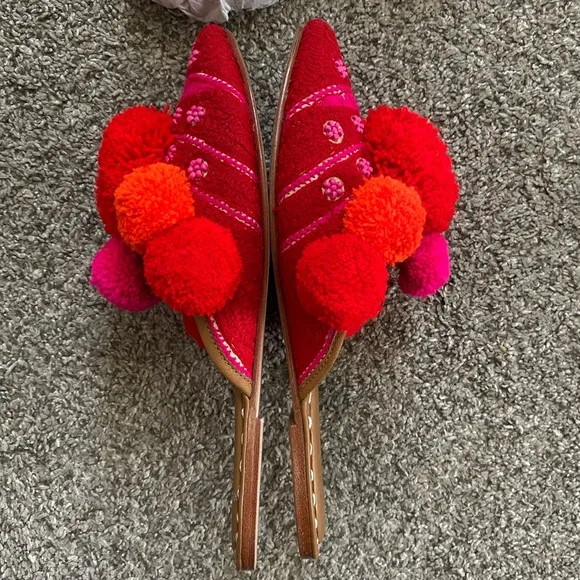 Figue Iris Pom Pom Mules Size 8