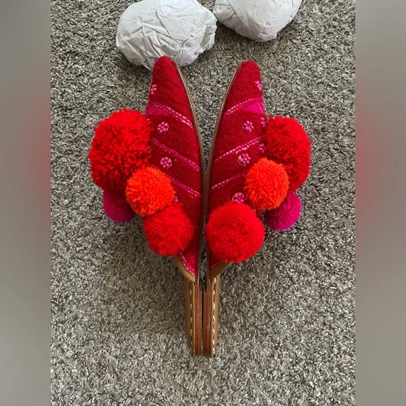 Figue Iris Pom Pom Mules Size 8