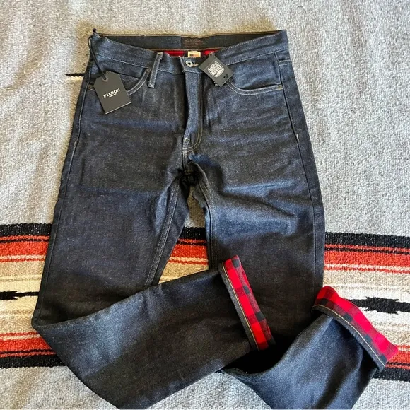 Filson Flannel Lined Jeans | Made in USA Raw Indigo Denim Alaskan Guide