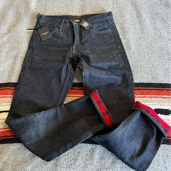 Filson Flannel Lined Jeans | Made in USA Raw Indigo Denim Alaskan Guide