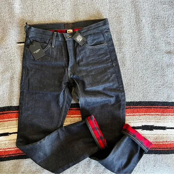Filson Flannel Lined Jeans | Made in USA Raw Indigo Denim Alaskan Guide