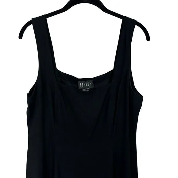 Finity Vintage‎ Dress Black Maxi 100% Silk Goth Y2K Classic Prom Size 10