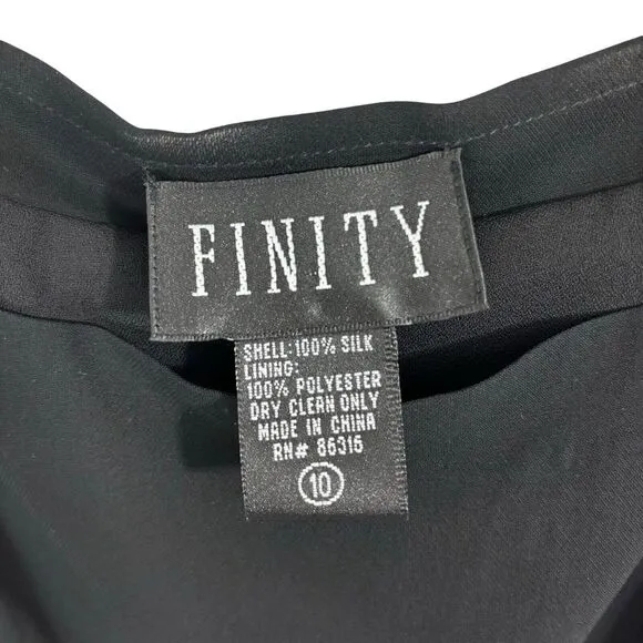 Finity Vintage‎ Dress Black Maxi 100% Silk Goth Y2K Classic Prom Size 10