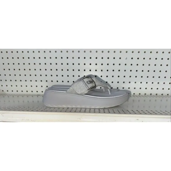 FitFlop F-Mode Buckle Shimmerlux Flatform Womens Platform Slides Sandals Size 7