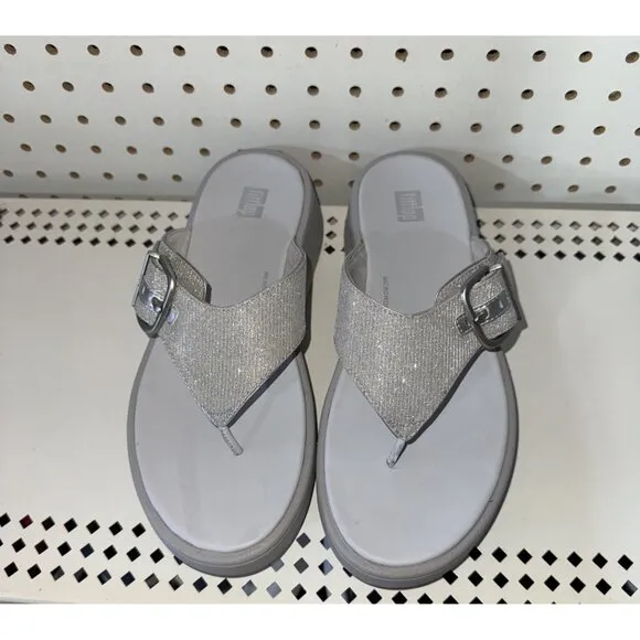 FitFlop F-Mode Buckle Shimmerlux Flatform Womens Platform Slides Sandals Size 7
