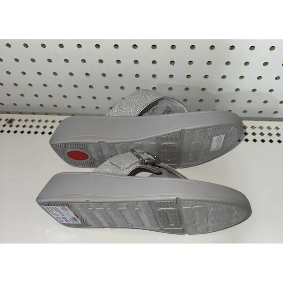 FitFlop F-Mode Buckle Shimmerlux Flatform Womens Platform Slides Sandals Size 7