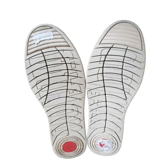 Fitflop Rally Shoes Women Sz 10 Beige Leather Slip On Athletic Walking Sneakers