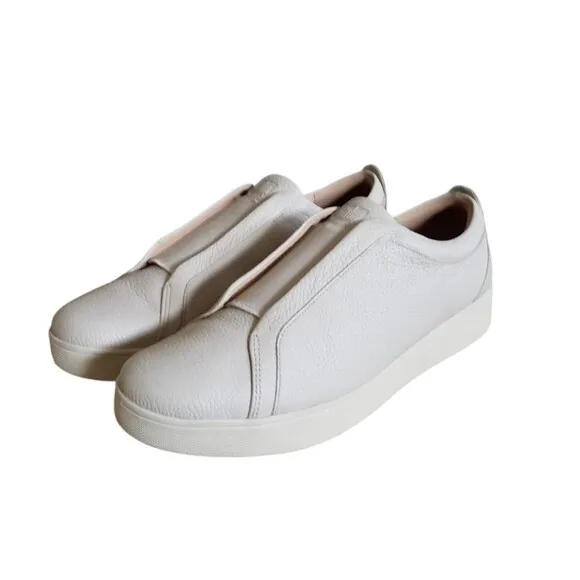 Fitflop Rally Shoes Women Sz 10 Beige Leather Slip On Athletic Walking Sneakers