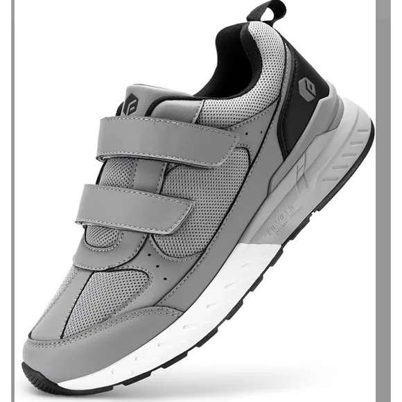 FitVille Extra Wide Rebound Core V8 Walking Shoes Adjustable Closure 11.5W gray