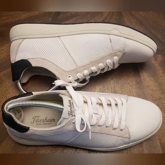 Florsheim HEIST Plain Toe Men's White Sneakers Leather Size 10.5 Wide