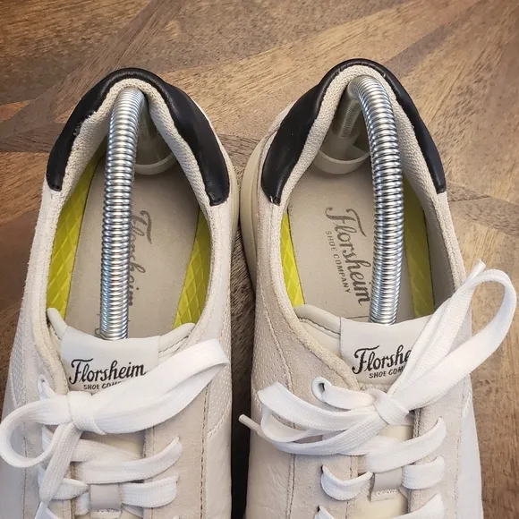 Florsheim HEIST Plain Toe Men's White Sneakers Leather Size 10.5 Wide