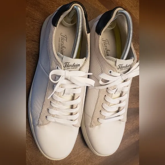 Florsheim HEIST Plain Toe Men's White Sneakers Leather Size 10.5 Wide