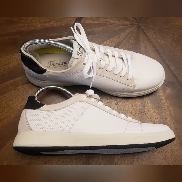 Florsheim HEIST Plain Toe Men's White Sneakers Leather Size 10.5 Wide