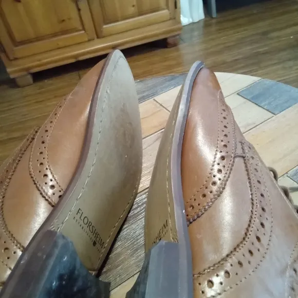 Florsheim Men's Marino Oxford Leather Cognac Dress Shoes Size 8.5D