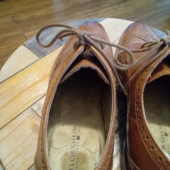 Florsheim Men's Marino Oxford Leather Cognac Dress Shoes Size 8.5D