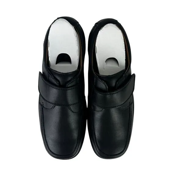 Florsheim NEW WIDE Berwyn Jr. II  Big Boys Moc Toe Hook &amp; Loop Strap Dress Shoes