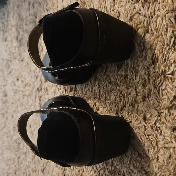 FLY LONDON Black Leather Mary Jane Wedge Shoes – Size 38