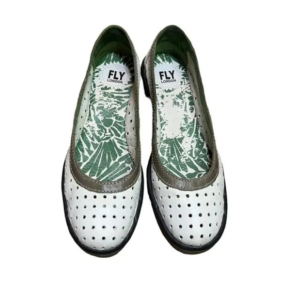 Fly London Yobe Perforated‎ Leather Wedge Shoes Women EU 38
