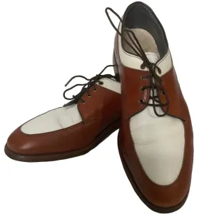 Foot-Joy Classic Mens Leather Oxford Lace-Up Golf Shoes 51177 White/Brown Size 8